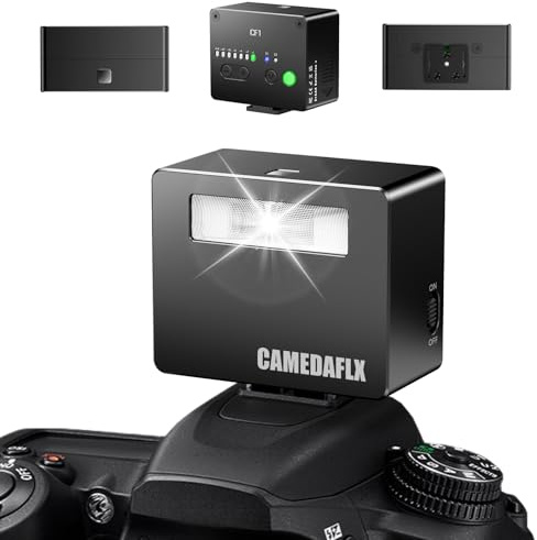 CAMEDAFLX CF1 Aluminium Mini Camera Flash Camera Flash GN15,7Power Levels Hot Shoe mini Flash for Ricoh GR3/Canon/Nikon/Sony ZV-1/Fuji/Mini Manual Flash for Digital Film Camera/DSLR Cameras(Black).