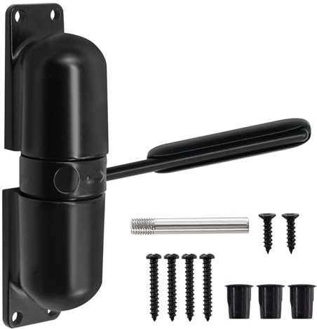 MISIQIMA Chiudiporta automatico, chiudiporta regolabile, porta della stanza, chiusura a molla, porte interne, chiudiporta porta da giardino esterno (nero)