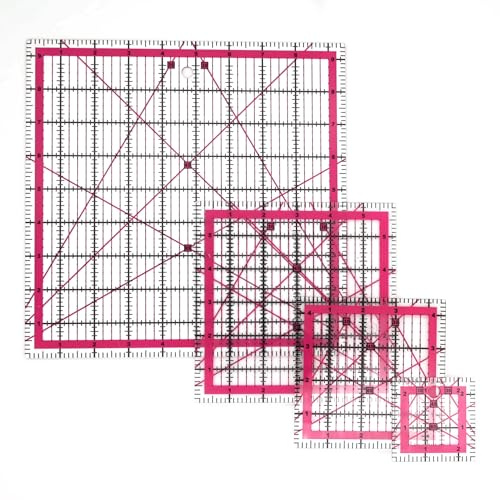 Quilt-Lineale, Nählineale, 4 Stück quadratische Quilt-Vorlagen (6,3 x 6,5 cm, 11,4 x 11,4 cm, 15,2 x 15,2 cm, 24,1 x 24,5 cm)