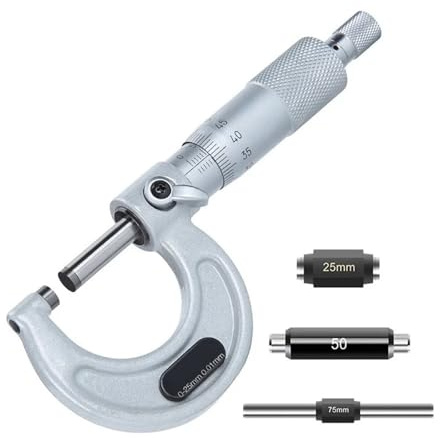 BINGNU Micrometro a Spirale Meccanico 0,01 mm Micrometri Esterni Micrometro a Vite Strumenti di misurazione con Graduazione ad Alta precisione(75-100mm)