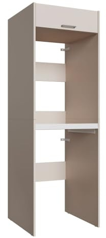 Forte WASHCAB Waschschrank 60 70, moderner Schrank zur Aufbewahrung von Waschmaschine und Trockner, 1 Kippfach, Badezimmer, Kaschmir Beige, 66,8 cm breit x 142,4 cm hoch x 67,5 cm tief
