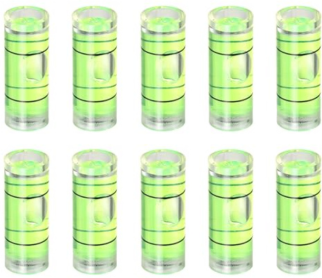 sourcing map 10pcs Small Cylindrical Bubble Level Vials 40x9.5mm PMMA Mini Horizontal Bubble Spirit Level Measuring Layout Tools for RV TV Picture Frame Hanging Tool Leveler