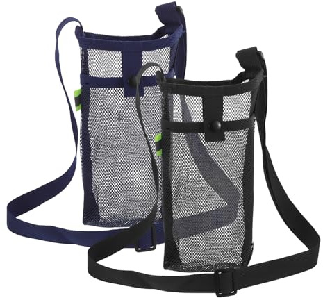QUMIIRITY 2 Pezzi Portabottiglie da Viaggio con Tracolla Borsa Rete Protettiva per Bottiglia d Acqua Resistente agli Urti Unisex per Sport all Aperto e Escursioni Confezione da Nero