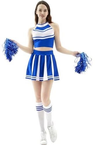 USOHJZ Disfraz de animadora con falda plisada, disfraz, uniforme actuación Para Actuaciones(Blue,L)