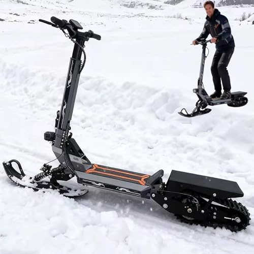 Adult Electric Snowmobile, Ski Bike Winter Ice Sled, Anti-Skid Track Snowboard, 48V 20Ah Battery (30km Range), with Horn & Headlight, Load Capacity of 120kg, for Snow, Land, Ice