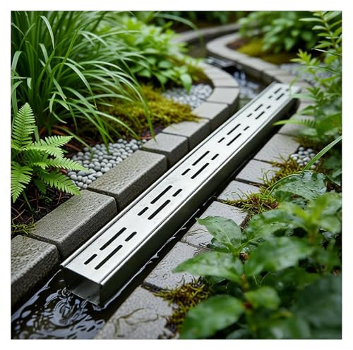 ZXCASDF Canaletta Scolo Acqua Piovana Canale di Scarico Stretto in Acciaio Inossidabile 304,per Terrazza da Giardino, Fattoria, Drenaggio della Trincea con Griglia Rimovibile(H5*W20CM/H1.96*W7.87IN)