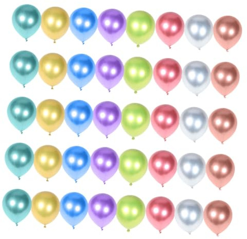 Garneck 50pcs Metallic Latex Balloons 10 Inch Thickened Multicolour Modelling Balloons for Birthday Party Wedding and Holiday Decorations Random Color