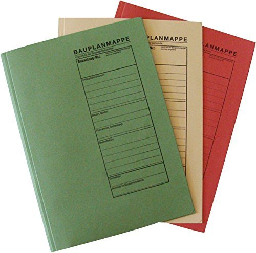 Bauplanhefter für das Bauantragsverfahren, Maße (BxH): 230 x 318 mm, 4 Packung à 3 Stück (12er Packung, farbig sortiert)