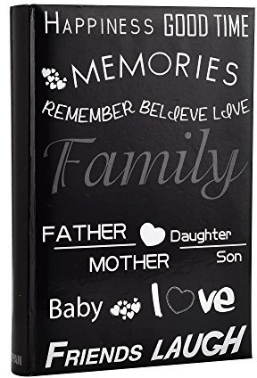 Arpan Family, Friends Travel/Holiday Destinations/Memory Photo/Picture Album with Memo Writing Area and Decorative Text Design Fit 300 4 x 6-Inch / 10x15cm Photos (Black Text Design)