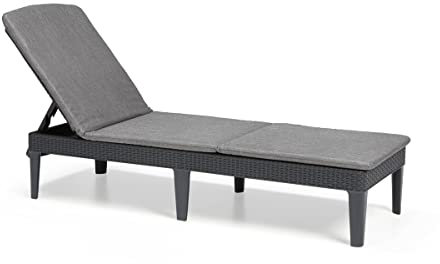 Keter Lettino Prendi Sole Da Esterno Con Cuscino Incluso, Grafite, Jaipur Con Cuscino, 187.5 x 58 x 29 cm