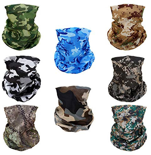 SMEHCF 8 Multifunktionstuch Gesichtsmaske Motorradmaske Sportmaske Sturmmaske Maske Halsmanschette Schal Bandana für Damen Herren Schnee Sumpf Wald Ozean Stadt Wüste Digitale Tarnung Camo Camouflage