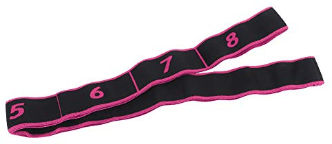 Fitness Gummiband Yoga Pilates Trainingsgurt 8 Abschnitte Yoga Band für Body Stretching Warming Up(Rose Rot)