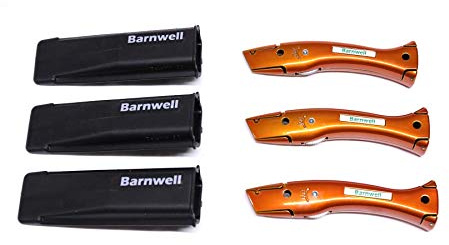 Barnwell - Set di 3 accessori per tappeti, per lavori di taglio, coltelli e fondina, colore: Arancione