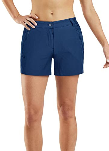 33,000ft Wanderhose Damen Kurz, Cargo Shorts Bermuda Stretch Leichte Laufshorts Sommer UPF50+ Kurze Hose für Wandern, Camping, Reisen Navyblue 34