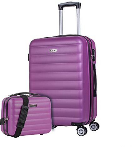 ITACA - Maleta Mediana con 4 Ruedas Giratorias para Viajes Largos Tipo Trolley Ideal como Maletas de Viaje Grandes 23 Kilos Resistentes, Morado