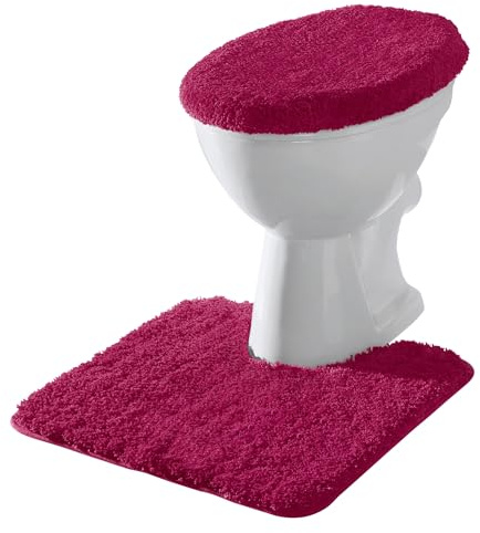 Erwin Müller Stand-WC-Set 2-TLG. Rhodos Uni, WC-Umrandung, WC-Deckelbezug rutschhemmend Fuchsia Größe - ultraweich, extrem saugfähig, flusenarm