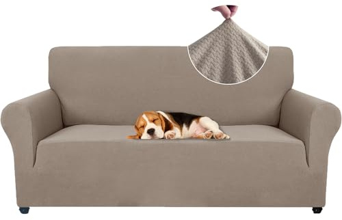 Ystyle Funda Sofa 2 Plazas, Fundas de Sofa Ajustables con Reposabrazos, Gruesa Funda Sofá Anti Gatos Perros y Mascotas, Moderna Cubre Sofa Antimanchas Lavable, Sand