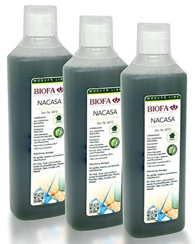 BIOFA NACASA Universalreiniger 3 L Natürlicher Reiniger für geölte, lasierte und lackierte Oberflächen aus Holz, Kork und Linoleum sowie Kunststoffflächen, Kacheln, Fliesen, Stein, Emaille und Metall