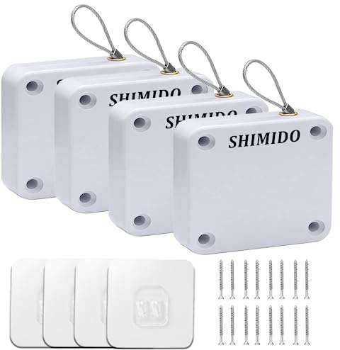 SHIMIDO Upgraded Retractable Automatic Door Closer - Tool-Free Installation, Powerful 3.5lb Pull Shuts Doors Completely - Compact Universal Fit for Screen, Sliding & Almost All Doors (4 Pack White)
