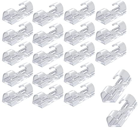20pcs Transparent Cable Clips,Strong Self-Adhesive CableClips,Cable Clips,Self Adhesive Cable Tidy Wire Clips,Adhesive Cable Management Wall Holder Cord Organiser Clips for Home,School,Office