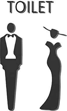 Signe Toilette,WC Sign,Plaque de Porte Femmes et Hommes,Symboles de WC Hommes et Femmes Signe Toilette,pour Porte Panneau WC Homme Femme Panneau Toilette Signe de Porte Salle de Bain (Noir)