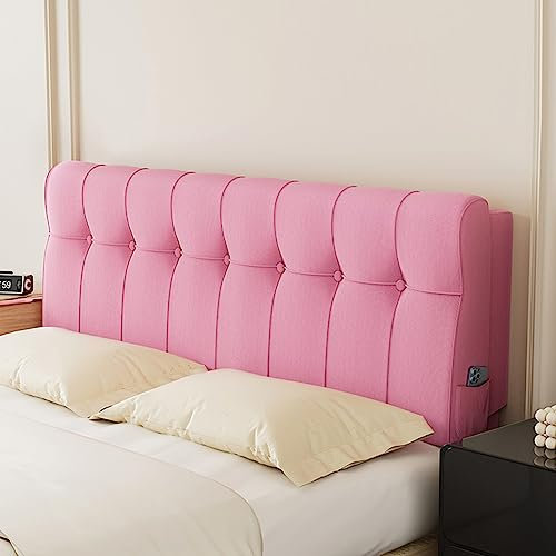 ZZYK Kopfteilkissen Wandkissen Lendenpolster Bettrückenlehne Atmungsaktiv Abnehmbare Kopfteilabdeckung Nackenrolle Für Schlafsaal,Tagesbett,Entspannen,Rosa,No headboard/King