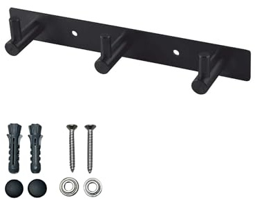 Gedotec Hakenleiste MOON aus Edelstahl schwarz matt, 3 Haken - Garderobenleiste Wandmontage - Garderobenhaken zum Schrauben - moderner Jackenhalter Wand für Garderoben, Bad & Küche