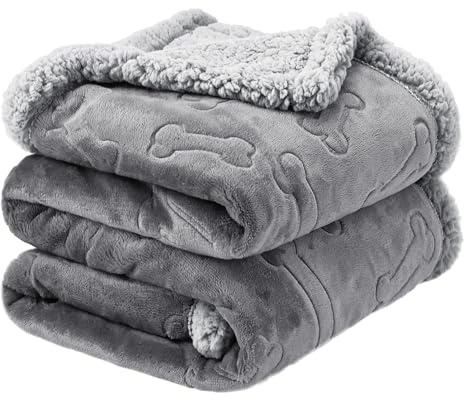 PETTOM wasserdichte Hundedecke Sherpa-Fleece 100x70cm | Flauschig & weich, beidseitig verwendbar, waschbar, schützt Sofa & Bett vor Schmutz, ideal für Zuhause & unterwegs