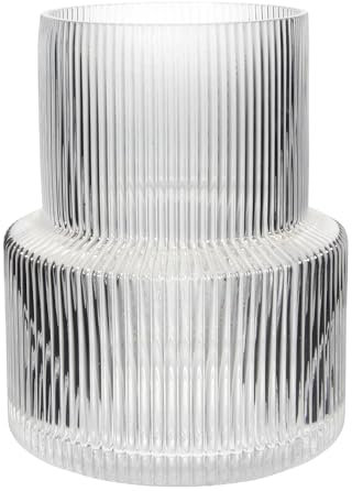 Runprism Ins - Vaso moderno in vetro decorativo, realizzato a mano, grande, per casa e ufficio, ideale scaffale (bianco trasparente)