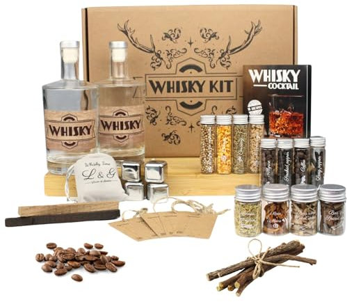 L&G® - Kit préparation et dégustation Whisky arrangé - Idées Cadeaux - Coffret Cadeau Whisky DIY Original - Noël, Anniversaire - Made in France - Ingrédients et Accessoires de qualité