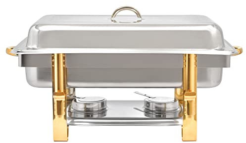 LNINNERY Recipiente de acero inoxidable, calentador de alimentos para comida buffet boda y otros eventos bancarios (cuadrado dorado)