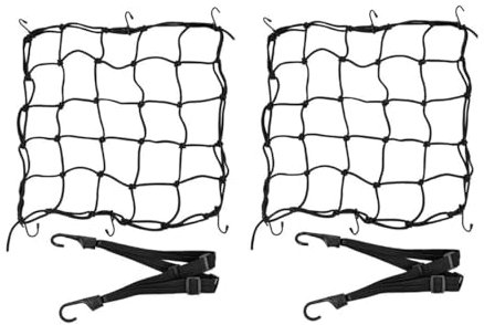 JNNJ 2 Pièces Filet Bagages De Rangement Moto, 2 Filets Araignée Et 2 Crochets élastiques, Vélo Filet à Bagages avec 6 Crochets, Extensible Filet à Bagages Elastique Fixer Les Casques Ou Les Sacs