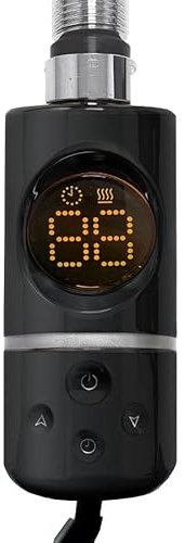 Myhomeware Thermostatic AF Electric Element Towel Rail Radiator Conversion Kit 150/300/400/600/800 Watt Black Chrome White Gold Gray With Timer (Black, 300W)