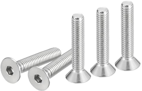 DTGN Tornillos de Cabeza Hexagonal Plana de Acero Inoxidable 304, 10 Unidades, Rosca Completa, Pernos Avellanados, 3/8-16 x 2