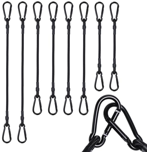 JunGG Spanngummi mit Karabiner, Expander mit Karabinerhaken 8er Set