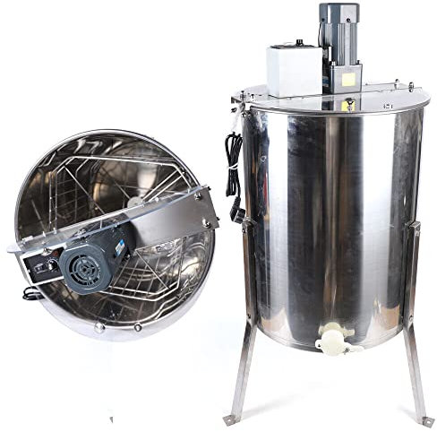 CHIMHOON 140W Elektrische Honigschleuder 4 Waben Honigschleuder, 4 Rahmen Bienenstock Edelstahl Imkerei Honigschleuder für Bienenstock Größen weniger als 26 x 42 cm/26 x 49cm Imker Zubehör