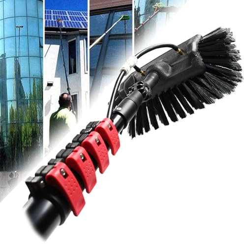 ExoticaBlend Teleskopstange mit 5-Flächen-Bürste – Fensterputzer längenverstellbar – Fensterreiniger für Sonnenkollektoren - Interner Wasserschlauch,39FT/12M