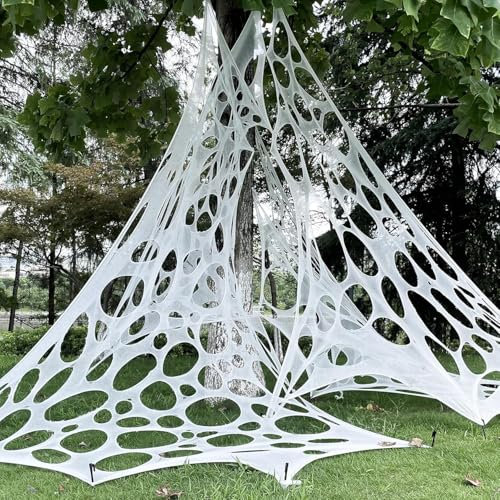 DTYDECLE Tela de araña gigante para Halloween, decoración de Halloween, gigante, triángulo, telaraña para fiestas dulces o ácidas, decoración al aire libre y jardín