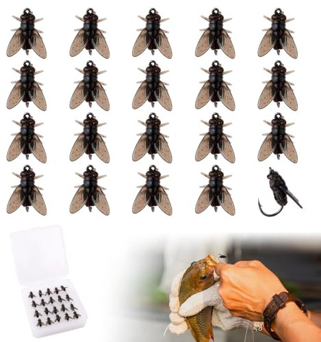 20stk Fliegenfischköder, 12x10x9mm Fliegenköder Fliegende Köder Fliegenfischer-Set für Forellen Fliegenfischen Weiche Angelköder Fliegenfischköder zum Angeln Haken Ausrüstung Männer