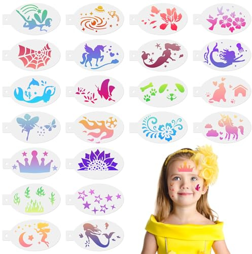 URAQT 22 Pièces Pochoir Maquillage, Décoration de Noël, Pochoirs de Peinture Faciale Réutilisables Tatouage de Peinture pour Cadeaux de Noël, Accessoires de fête, Vacances Cosplay | Pochoir de tatouage temporaire, modèle réutilisable pour le maquillage, Halloween, fête, body art, peinture