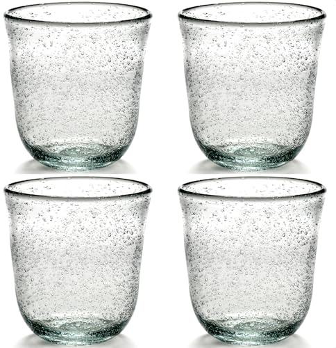Juego de 4 vasos para beber | Cristalería Pure de Pascale Naessens | Vasos de Agua Transparentes 20 CL ​​con Burbujas | Artículos básicos para el hogar, cristalería | Bebidas, Jugos