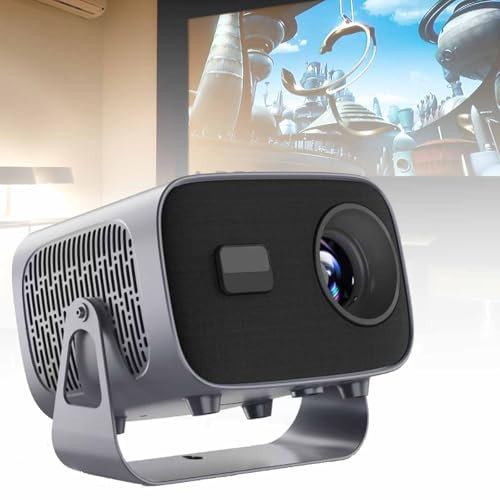 Lnlscle Proiettore Full HD 720P, Rotazione a 360°, Correzione Trapezoidale Automatica, WiFi Dual-Band da 2,4 G/5 GHz, Messa a Fuoco Elettrica, Altoparlanti Stereo 3D Integrati per Interni Ed Esterni