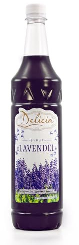 Delicia Lavendel Sirup 1L - Lavendel Getränkesirup für Cocktails, Mocktails, Spritz, Limonade & Desserts - Aromatischer Sirup für Getränke und Toppings
