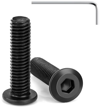 Tunejoy 20 Piezas Tornillos de Cabeza Plana M8 x 30 mm Negro Tornillo de Cabeza Hexagonal de Acero Inoxidable A2 V2A Perno de Muebles con llave Allen Rosca Completa