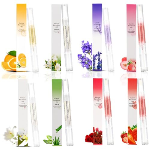 Lot de 8 stylos à huile revitalisante pour cuticules – Stylos avec ingrédients doux pour ongles Idéal pour les manucures en gel, les pédicures et les traitements de nail art (mélange)