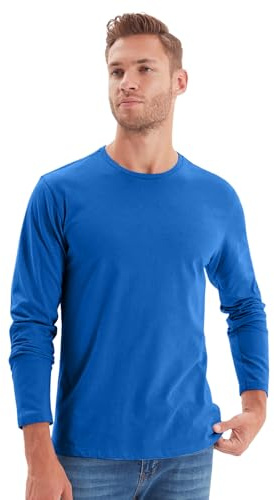 NetSetUK Mens Valueweight Long Sleeve T-Shirt Crew Neck 100% Cotton T Shirts Men Casual Pullover Long Sleeve Tee for Workwear or Sports Activities