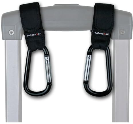 Haken für Koffer - 2-er Set Aluminiumkarabiner mit Klettverschluss - Reisezubehör für Jacken und Taschen, große Öffnung, Umfang 11 cm, Gewicht bis zu 9 kg