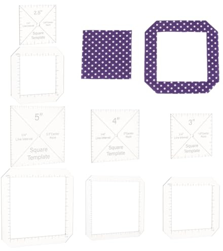 BENECREAT 8 quadratische Quiltschablone 6.3/7.6/10.1/12.7cm Acryl DIY Quilt Block Guide Für DIY Hand Patchwork Schneiden Handwerk 2.7mm Dick
