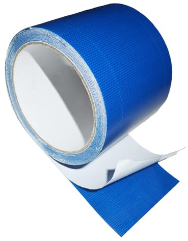 8cm*5m Ruban Adhésif, Scotch Etanche Eau, Ruban Etancheite, Ruban de Réparation, pour Bâche de Camion, Auvent, Tente, Fort Pouvoir Adhésif & Résistance à la Déchirure (Bleu)