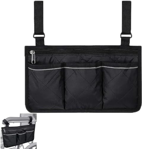 Wheelchair Bag,Wheelchair Accessories,Wheelchair Bags,Wheelchair Bag with Pockets with Reflective Stripes for Wheelchairs, Strollers, Armrests, Scooters, Etc.